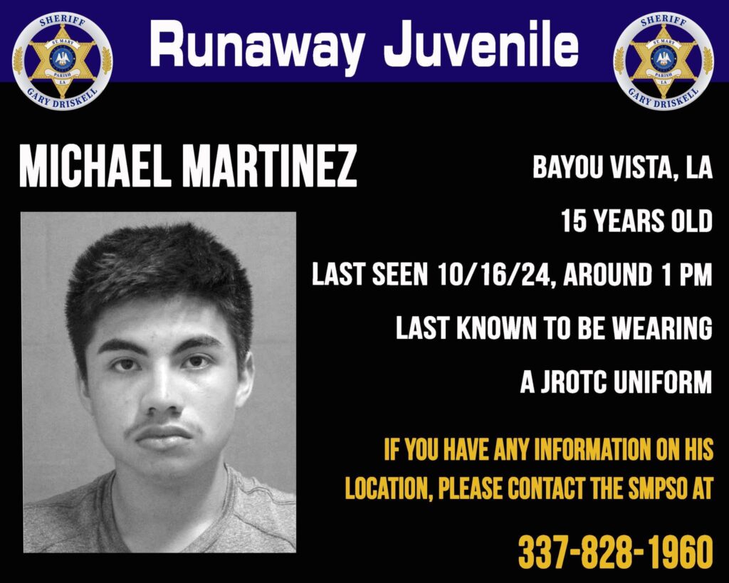 St. Mary Parish Sheriff’s Office Searching for Runaway Juvenile from ...